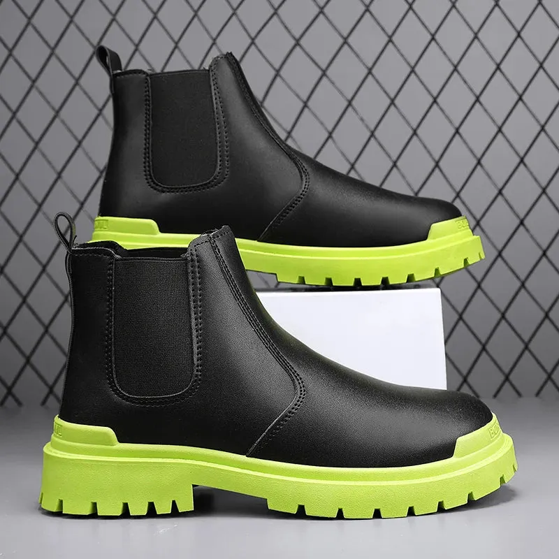 Men’s Biker Boots | Waterproof Street-Style Casual Leather Platform Shoes