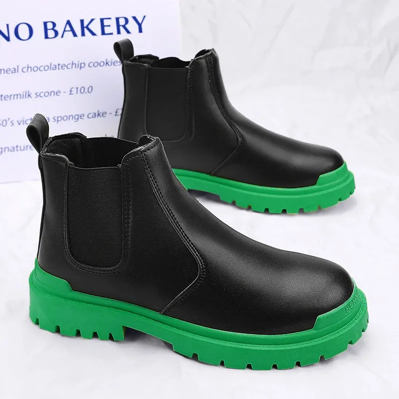 Men’s Biker Boots | Waterproof Street-Style Casual Leather Platform Shoes
