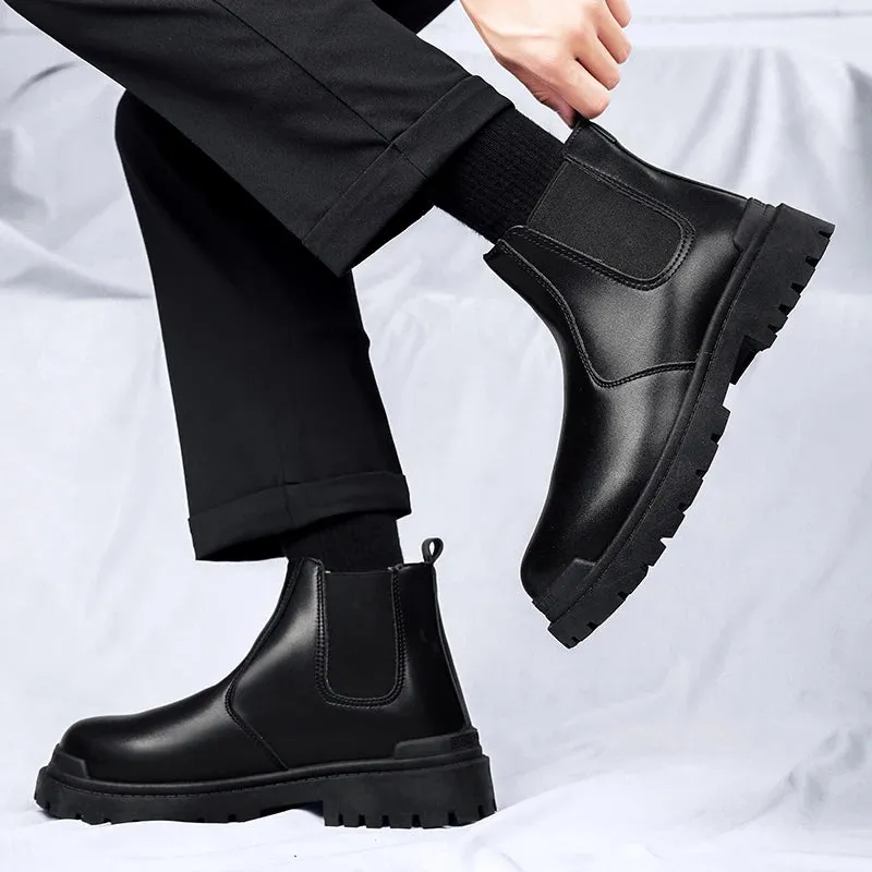Men’s Biker Boots | Waterproof Street-Style Casual Leather Platform Shoes