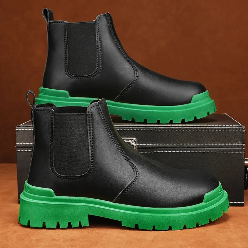 Men’s Biker Boots | Waterproof Street-Style Casual Leather Platform Shoes
