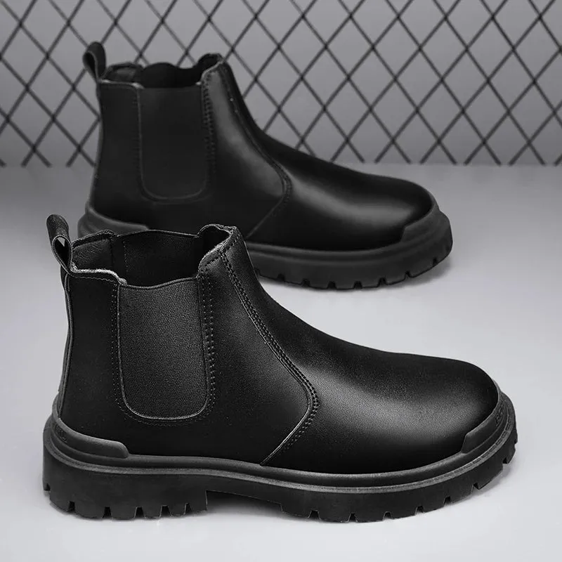 Men’s Biker Boots | Waterproof Street-Style Casual Leather Platform Shoes