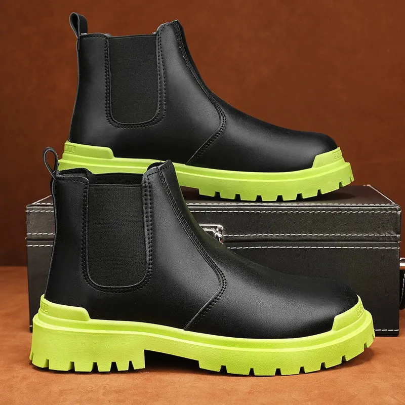Men’s Biker Boots | Waterproof Street-Style Casual Leather Platform Shoes