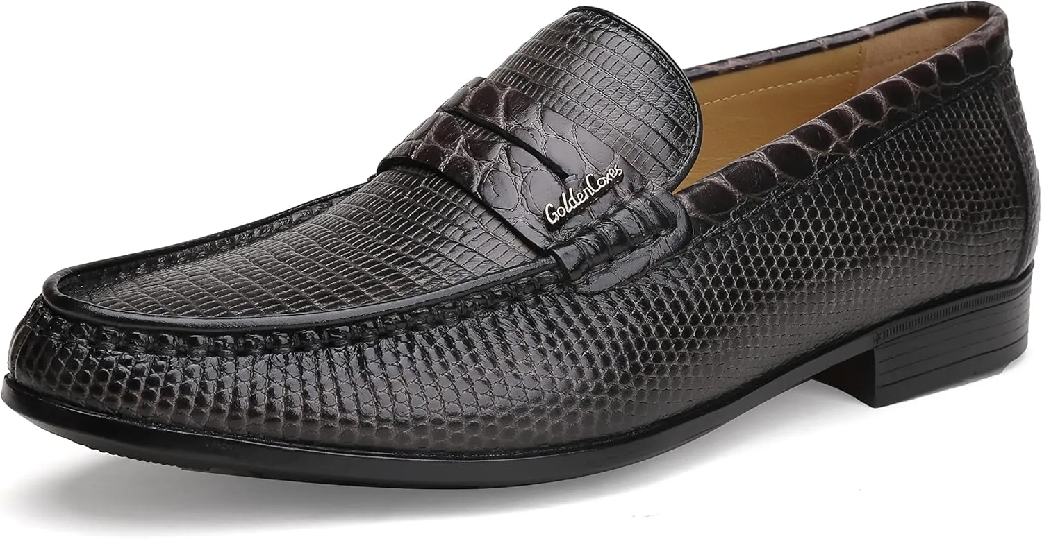 Mens Black Dress Shoes Featuring Hand Finishes, Classic Loafers Leather Slip-on Penny Party Wedding Shoes for Men
