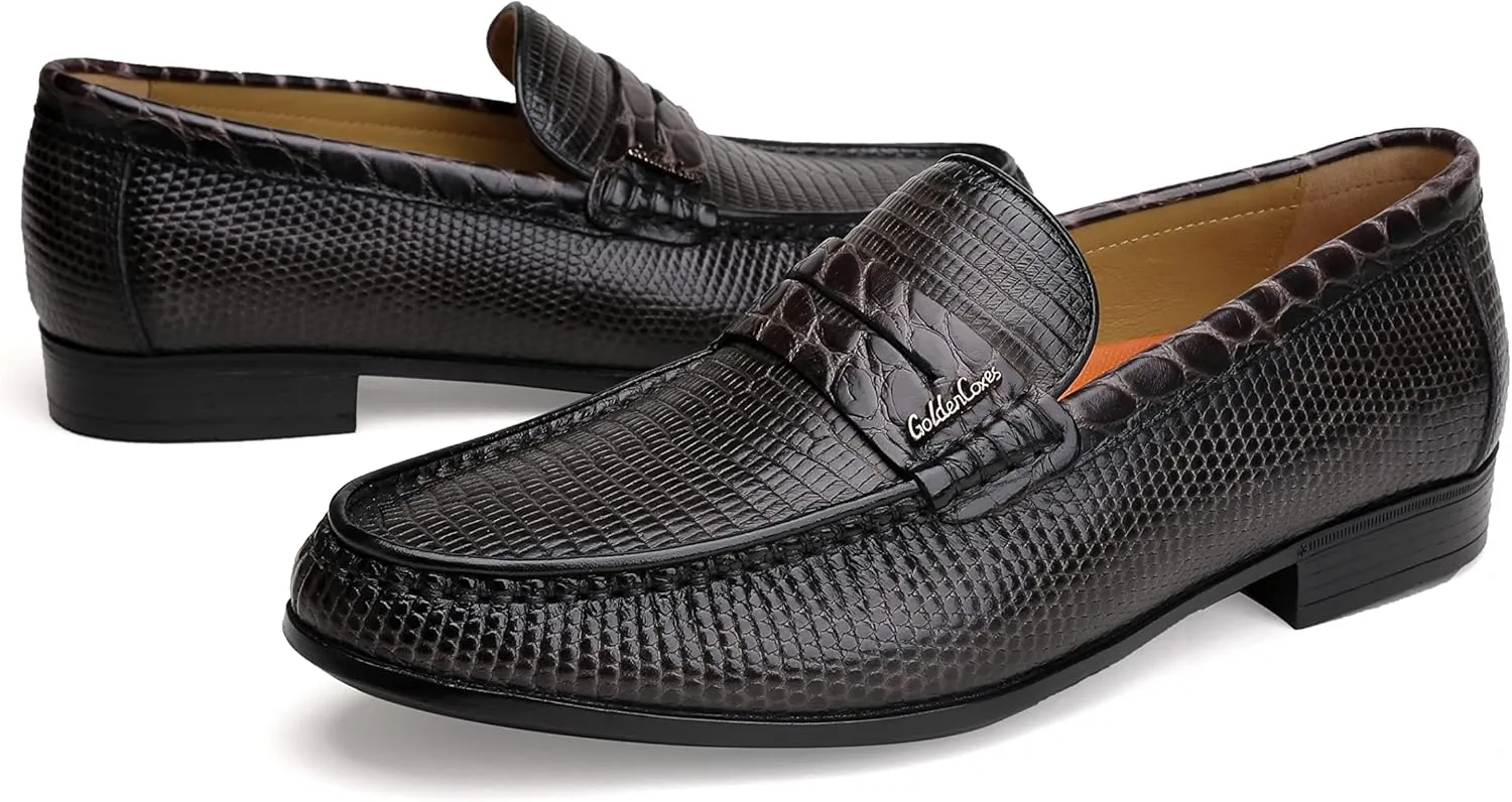 Mens Black Dress Shoes Featuring Hand Finishes, Classic Loafers Leather Slip-on Penny Party Wedding Shoes for Men