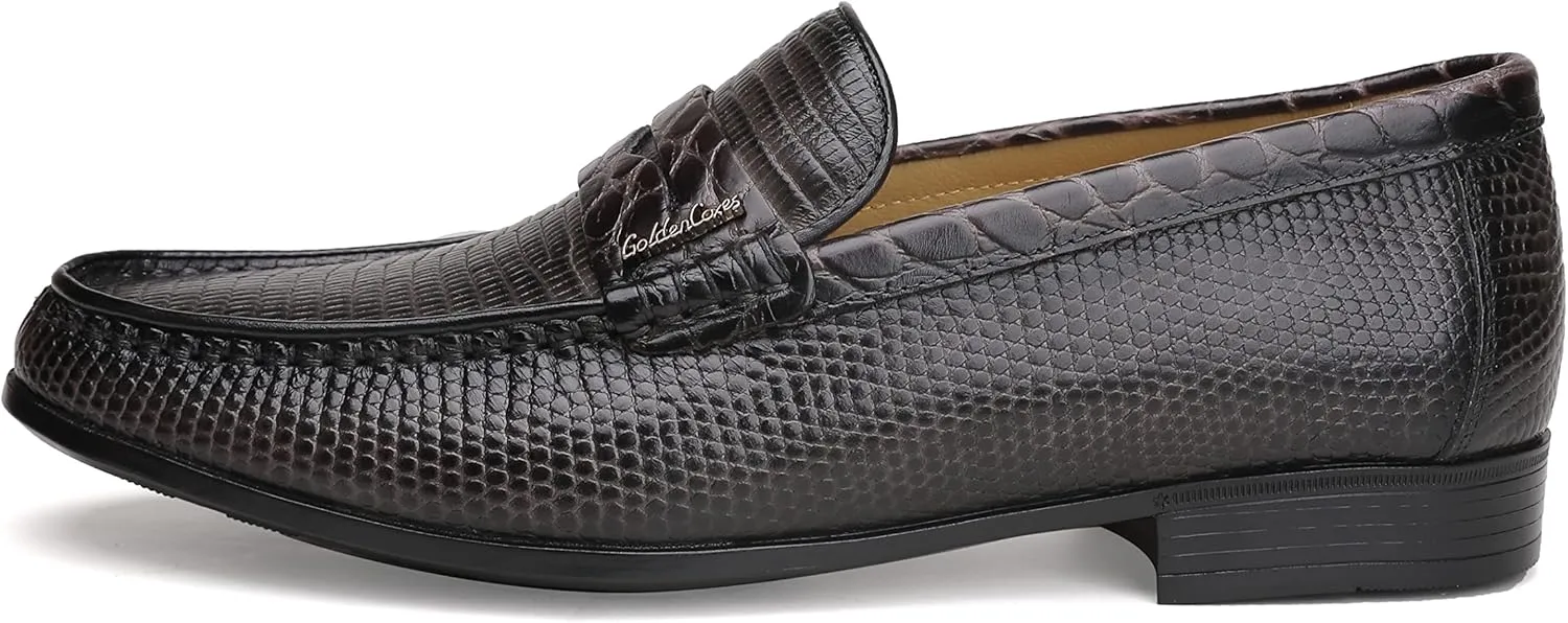 Mens Black Dress Shoes Featuring Hand Finishes, Classic Loafers Leather Slip-on Penny Party Wedding Shoes for Men