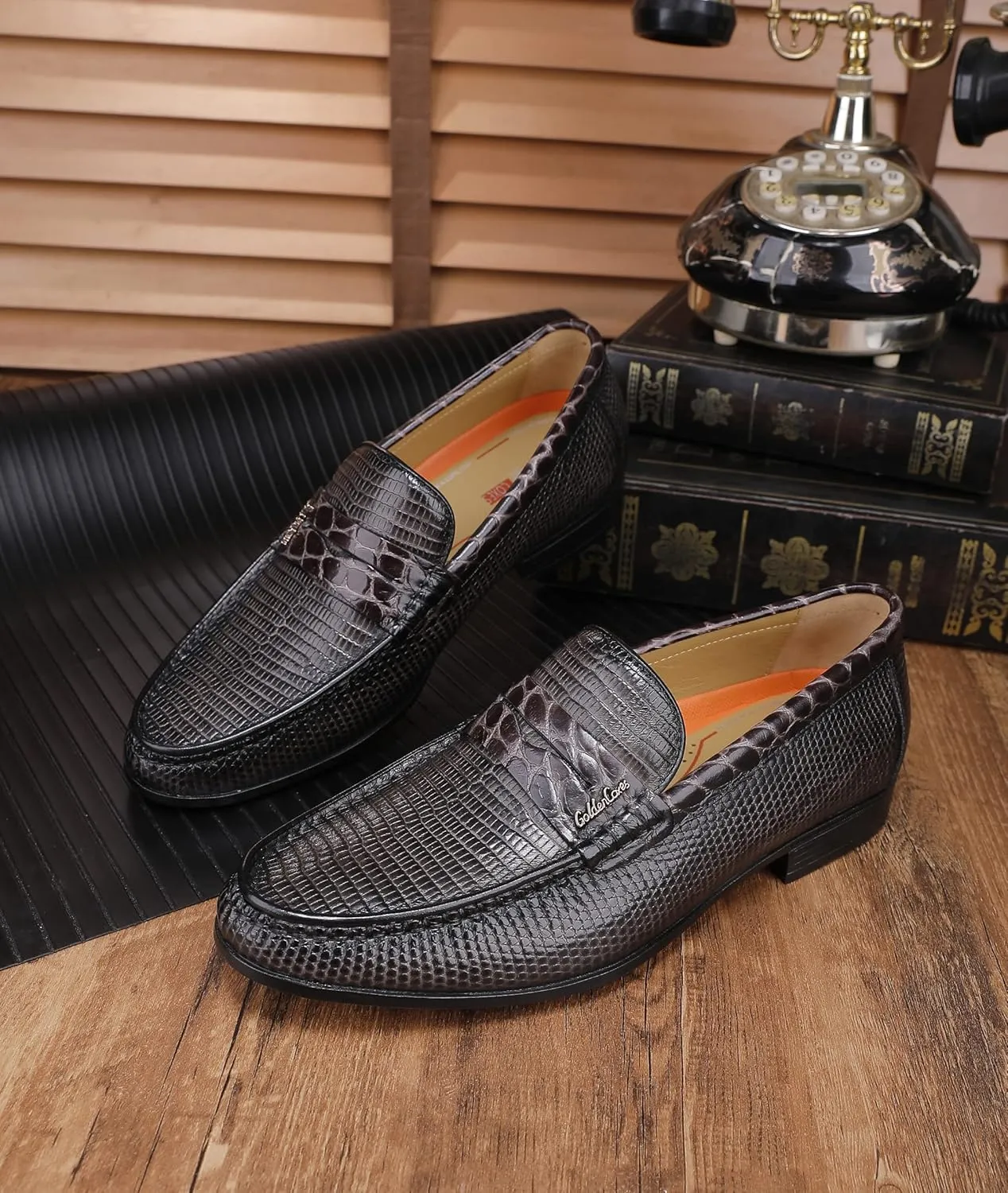 Mens Black Dress Shoes Featuring Hand Finishes, Classic Loafers Leather Slip-on Penny Party Wedding Shoes for Men
