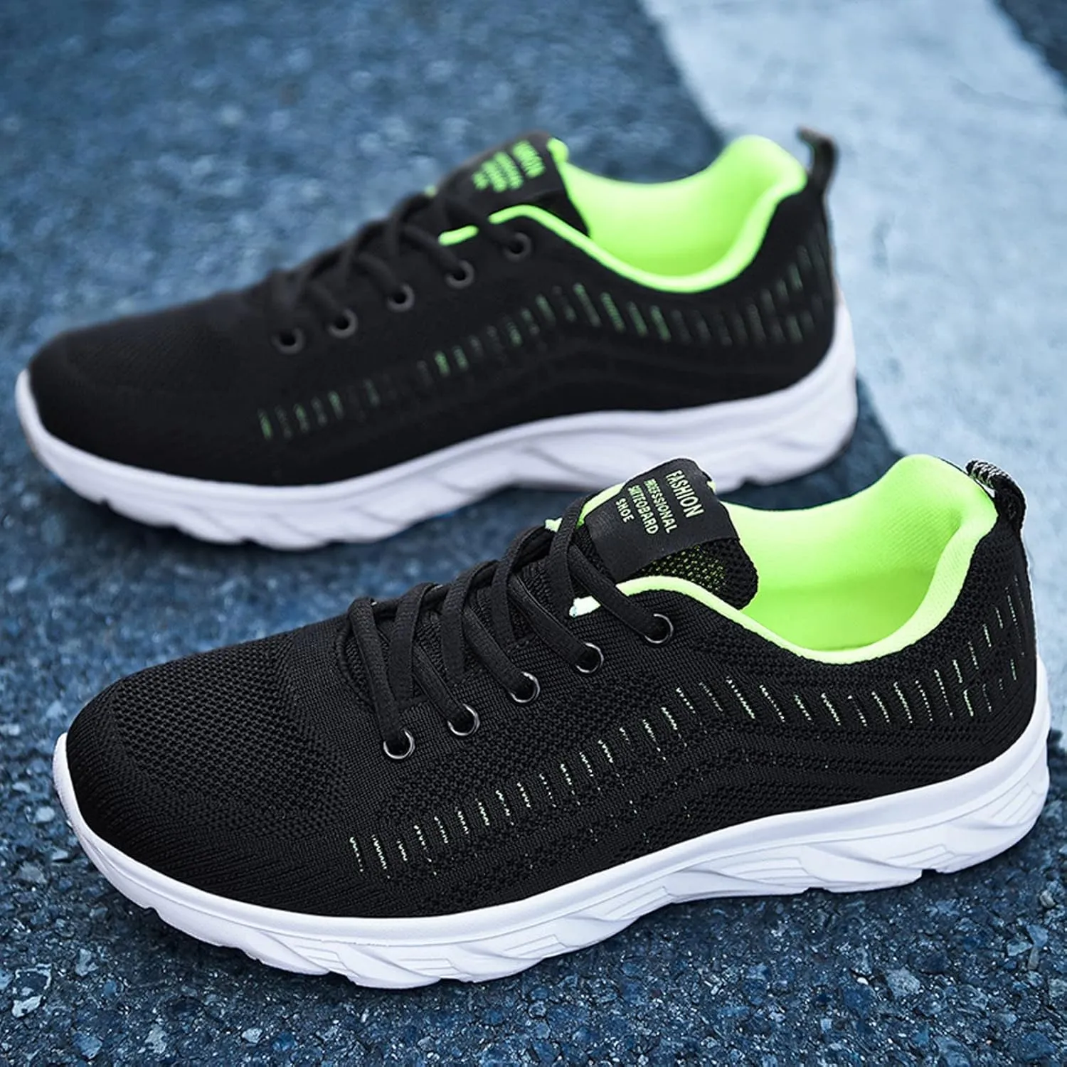 Men's Lightweight Cushion Sneakers Breathable Casual Comfortable Walking Sneaker Arch Support Plantar Fasciitis