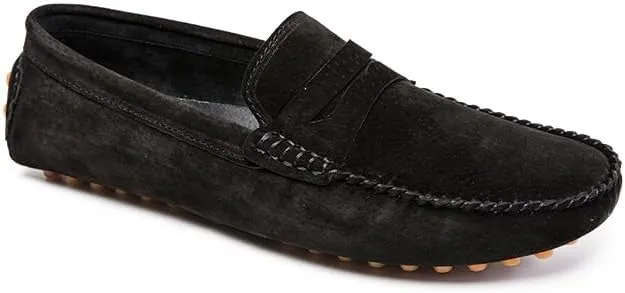 Mens Loafers Round Toe PU Leather Driving Penny Loafers Lightweight Flat Heel Anti-Slip Classic Slip-ons