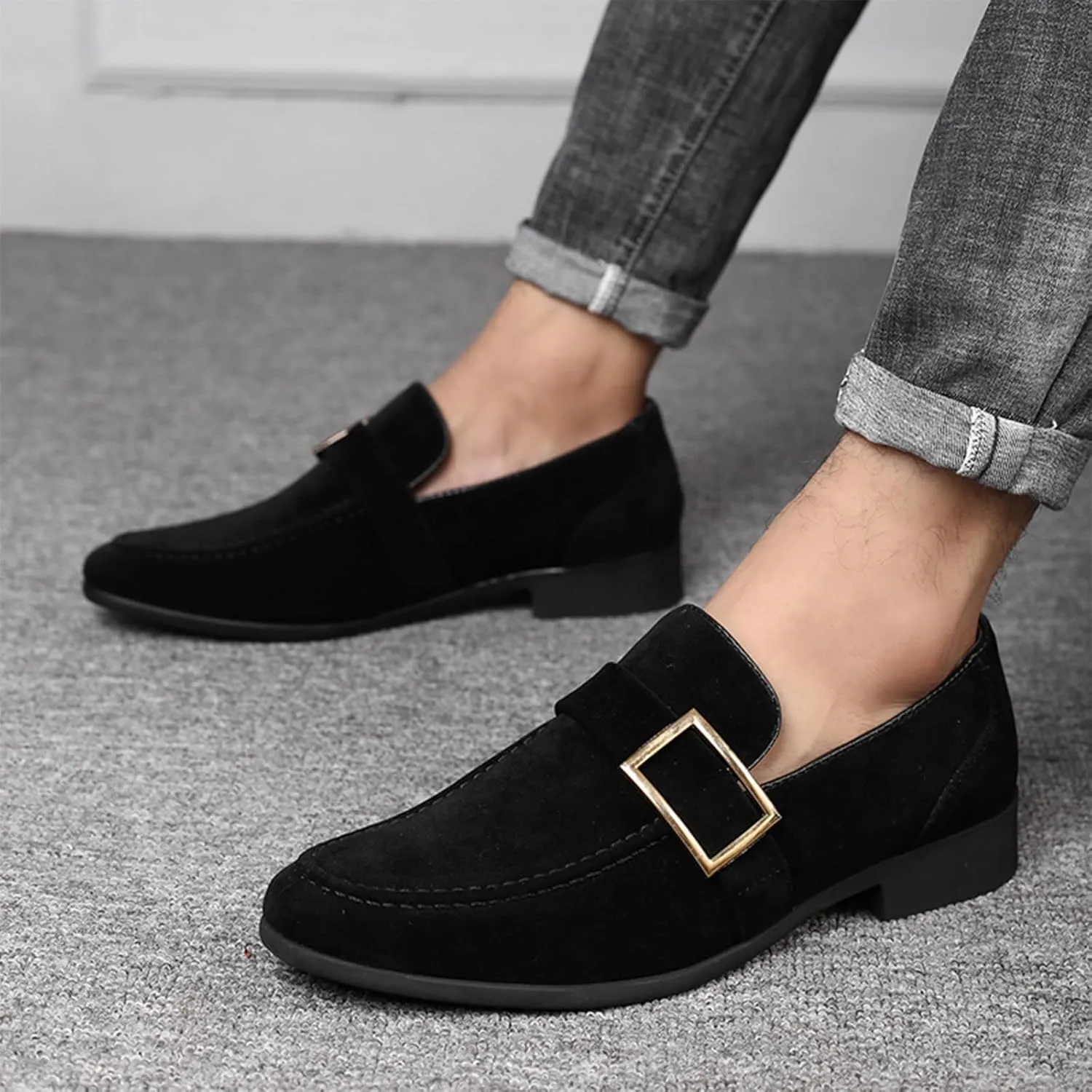 Men's Suede Leather Penny Loafers Slip On Casual Business Dress Shoes Classic Comfortable Driving Moccasins