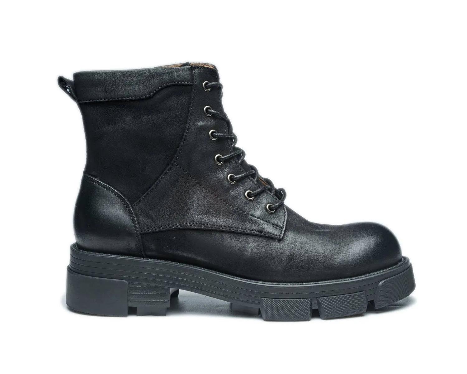 Men's Work Boots - Lace-Up Zipper, Lug Sole, Durable Leather