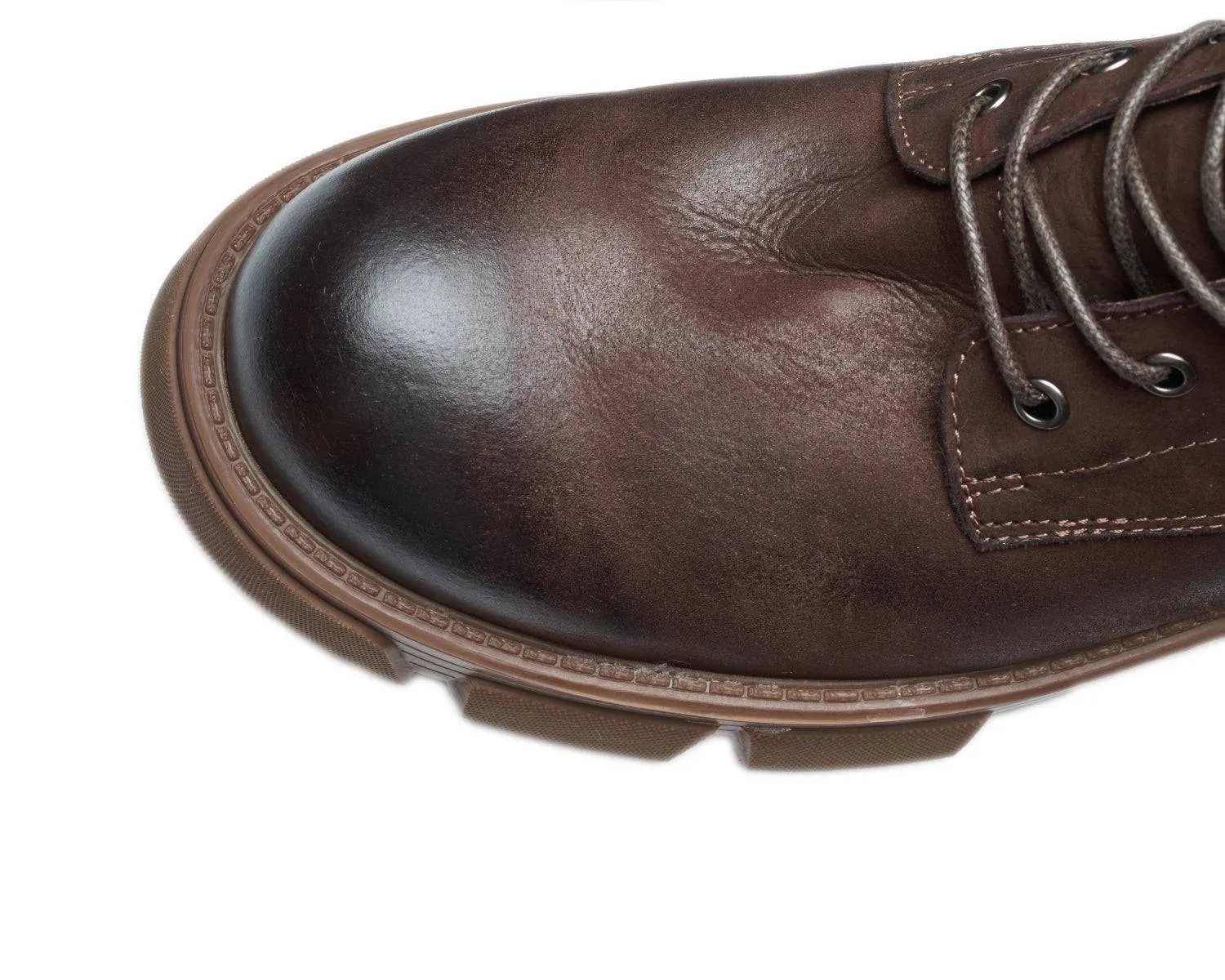 Men's Work Boots - Lace-Up Zipper, Lug Sole, Durable Leather