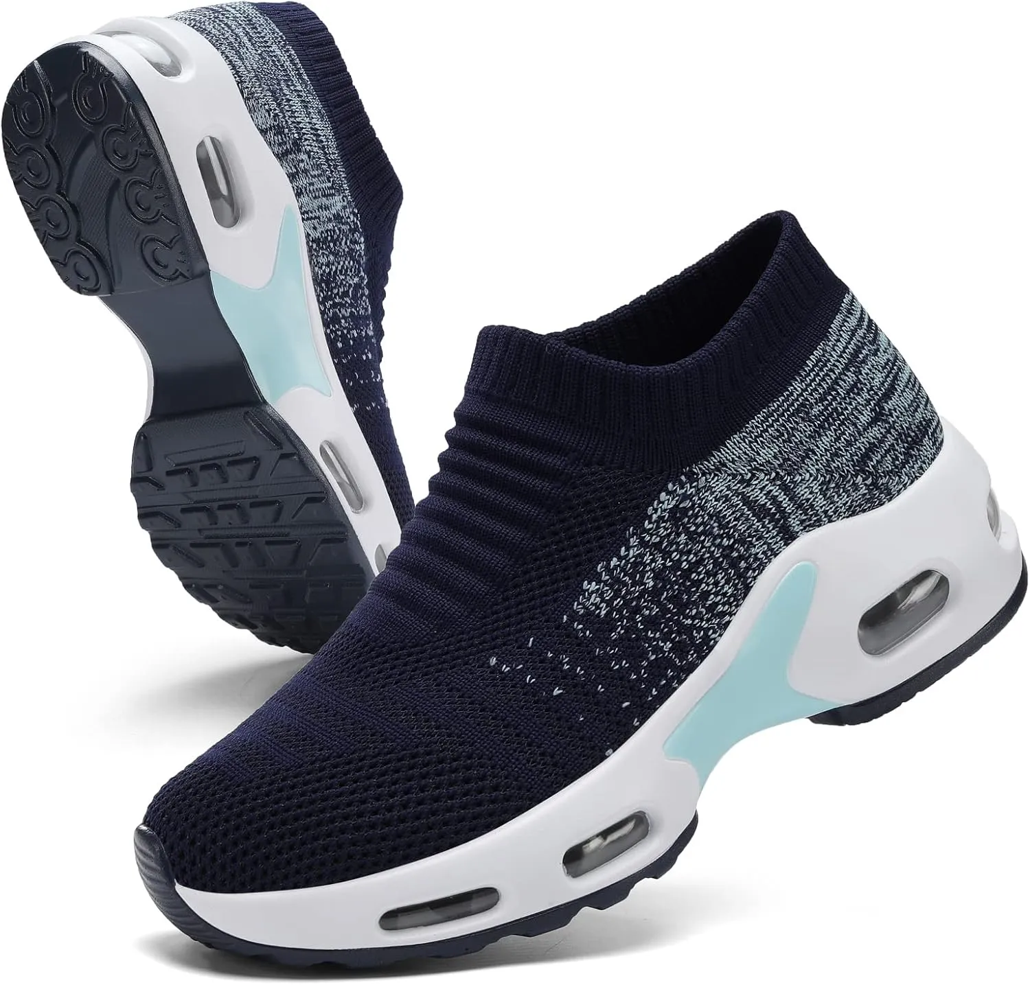 Mesh Sneakers for Women - Non Slip, Slip On, Sock Sneakers - Light Weight, Air Cushion Running, Work Shoes