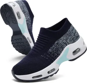 Mesh Sneakers for Women - Non Slip, Slip On, Sock Sneakers - Light Weight, Air Cushion Running, Work Shoes