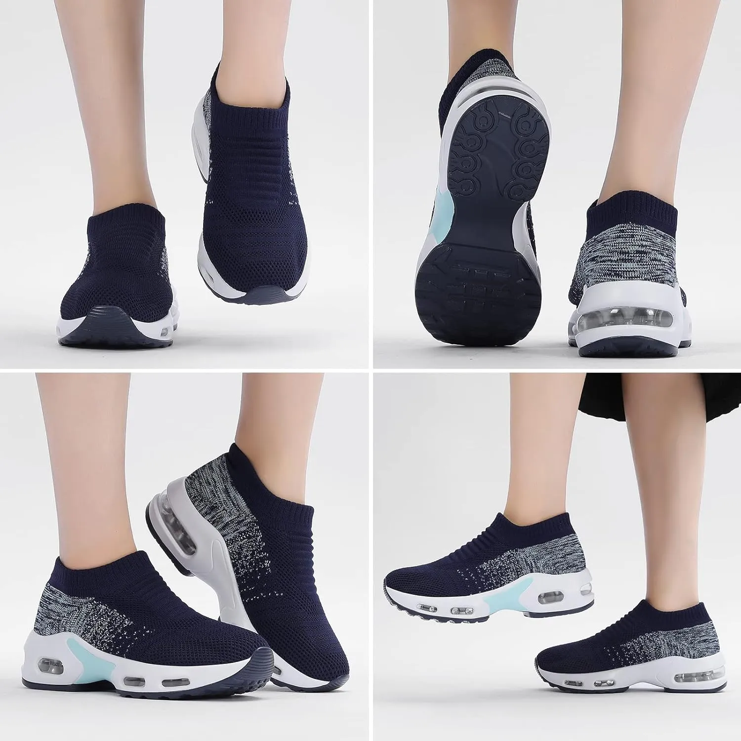 Mesh Sneakers for Women - Non Slip, Slip On, Sock Sneakers - Light Weight, Air Cushion Running, Work Shoes