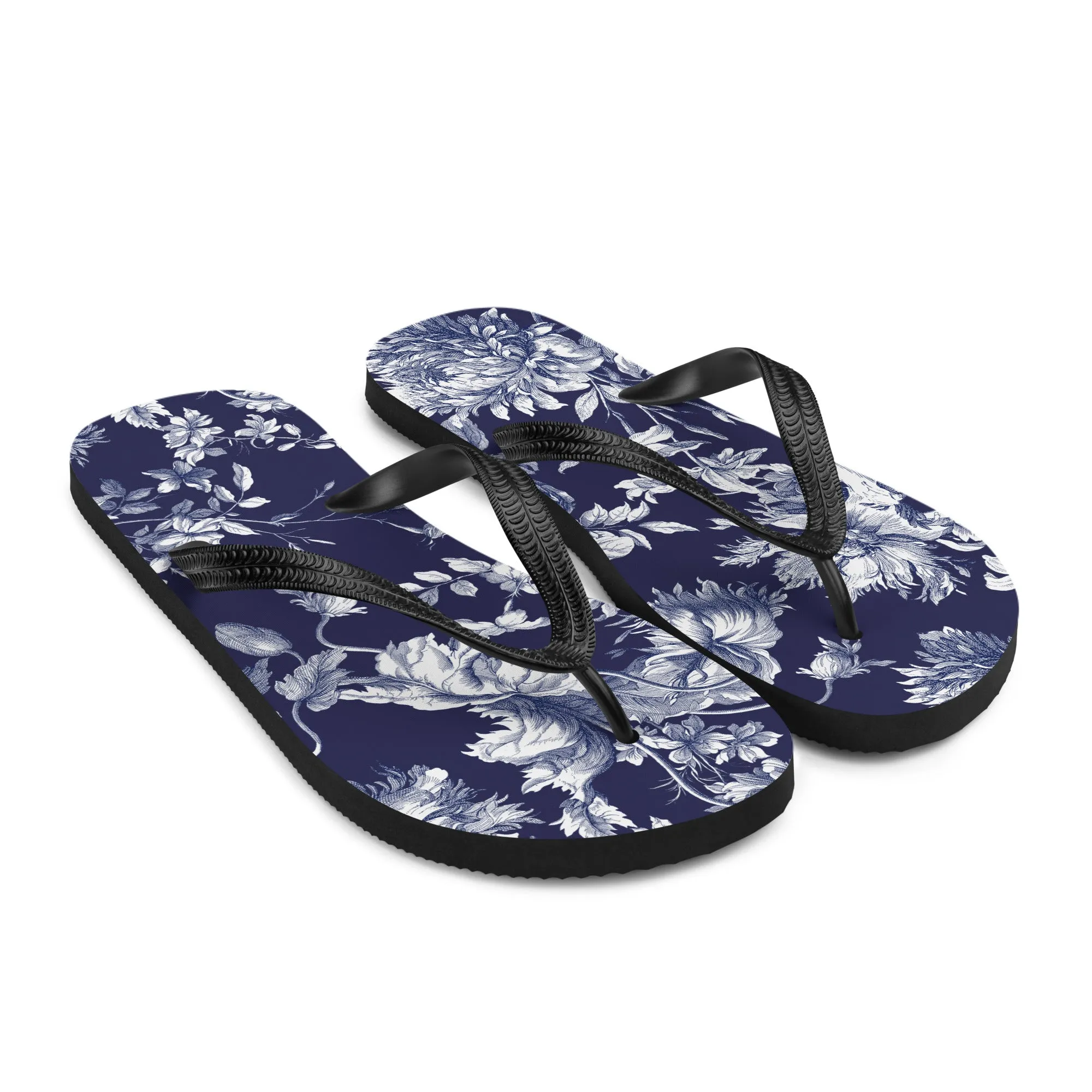 Navy Toile Flip-Flops