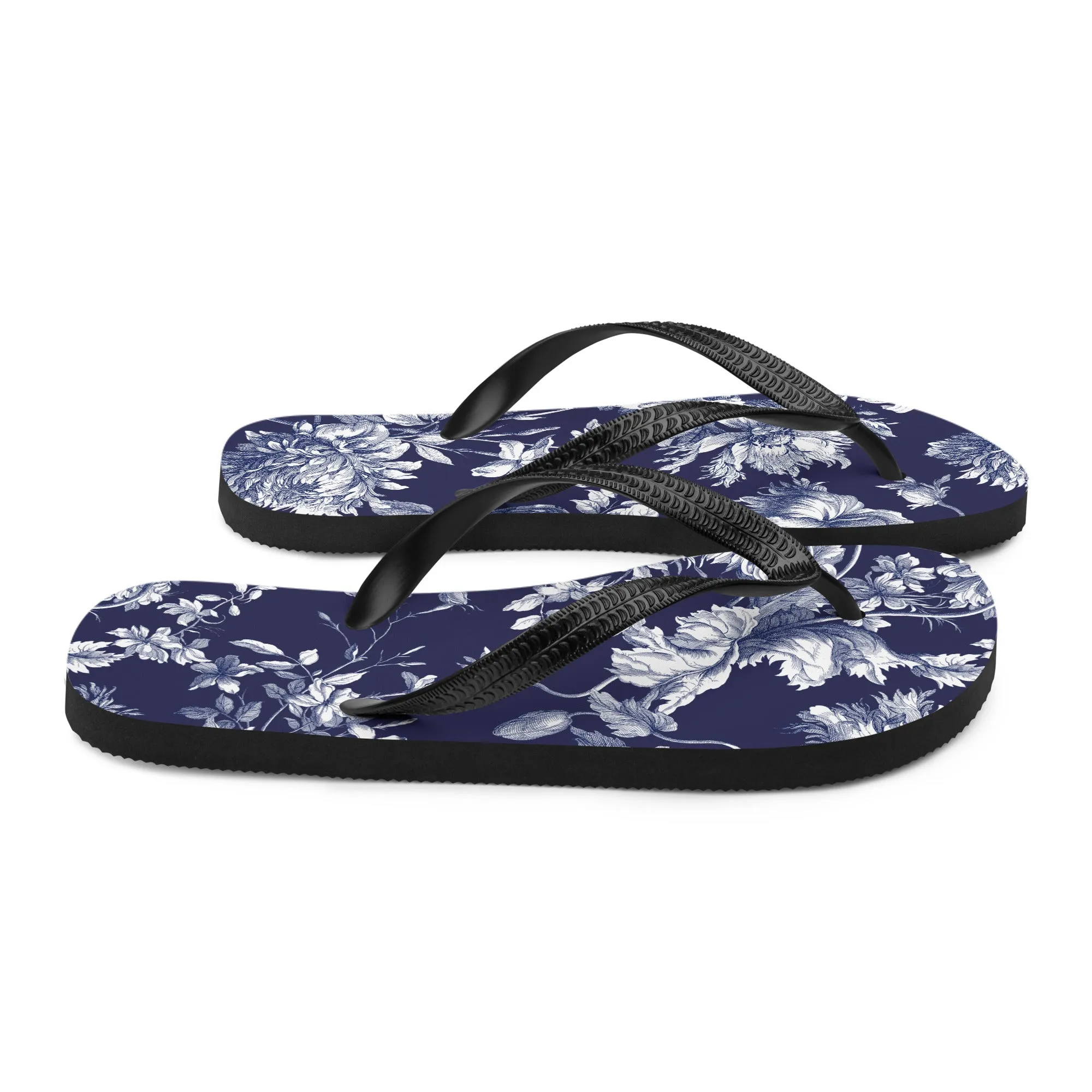 Navy Toile Flip-Flops