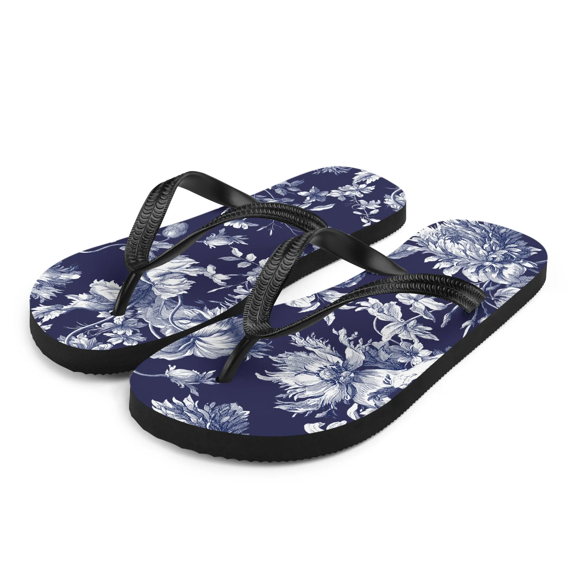 Navy Toile Flip-Flops