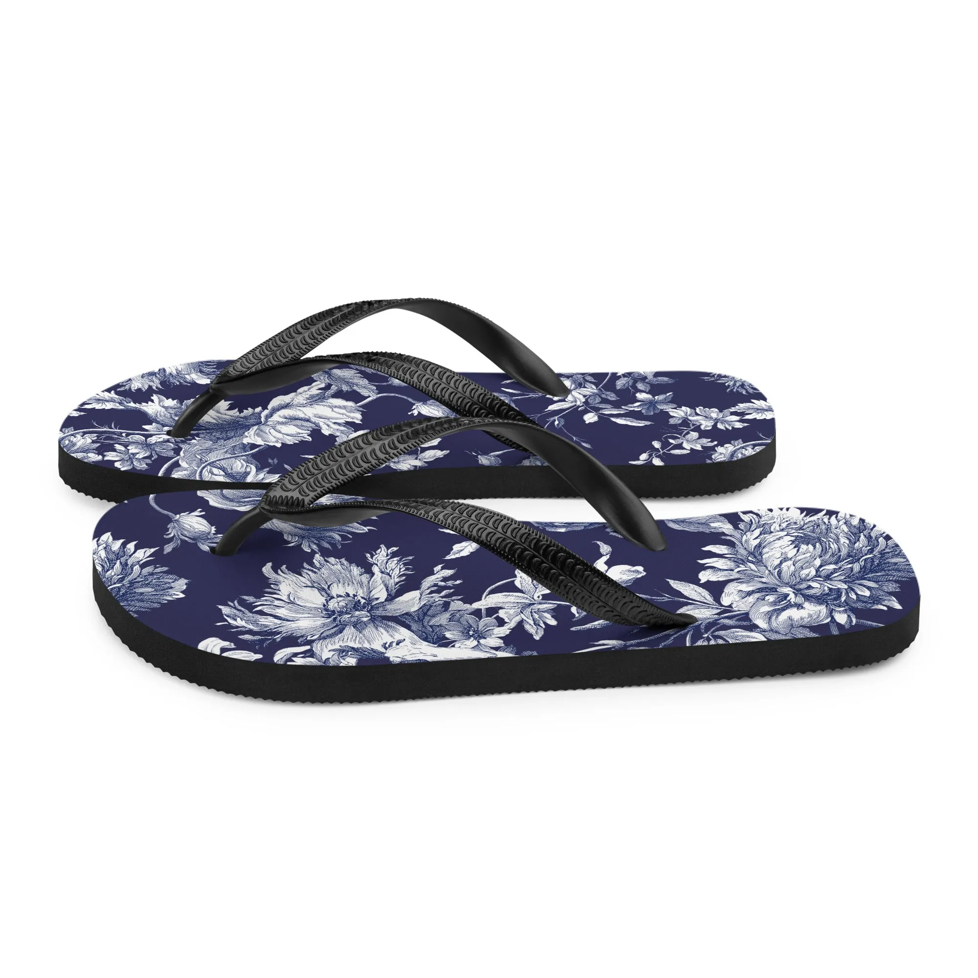 Navy Toile Flip-Flops