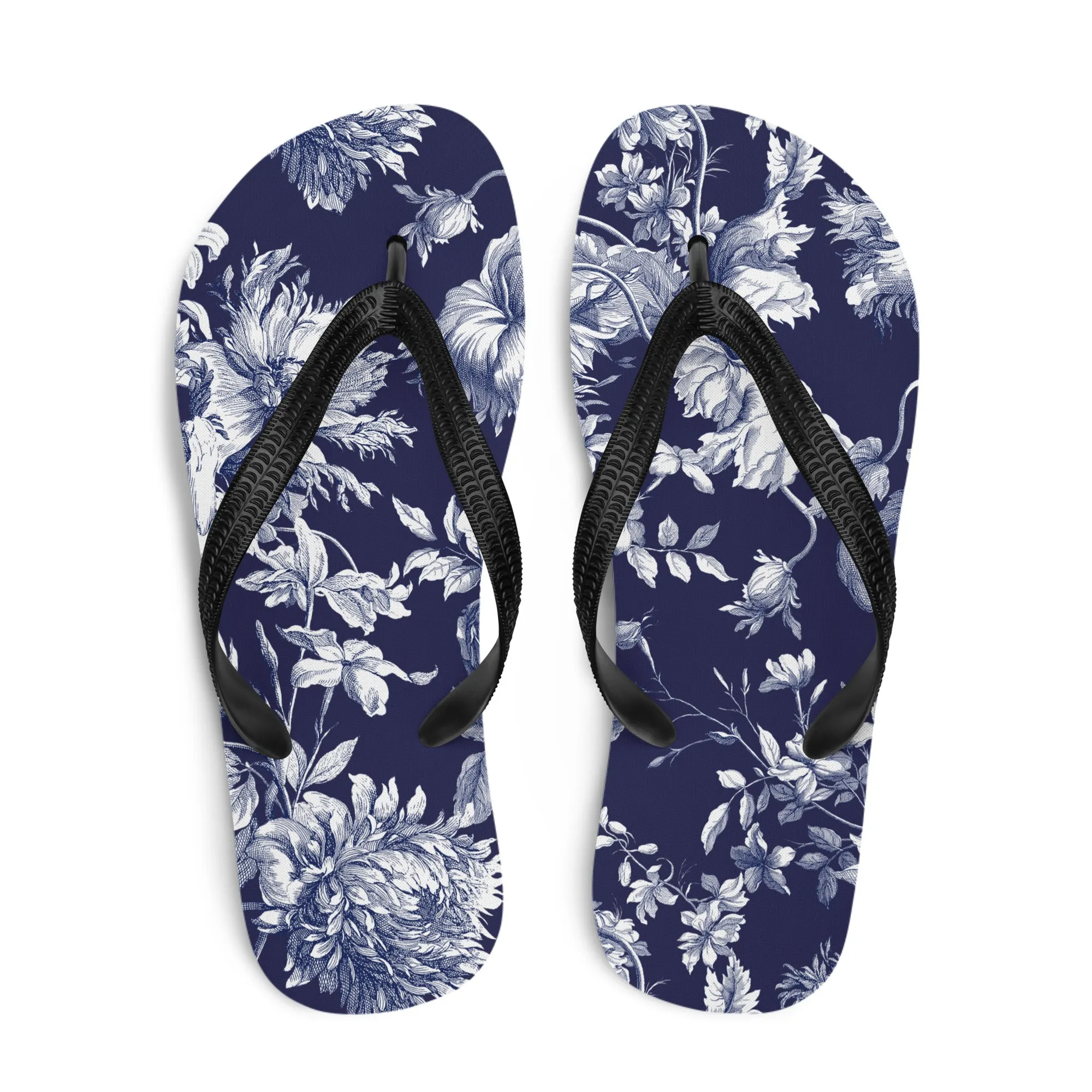 Navy Toile Flip-Flops