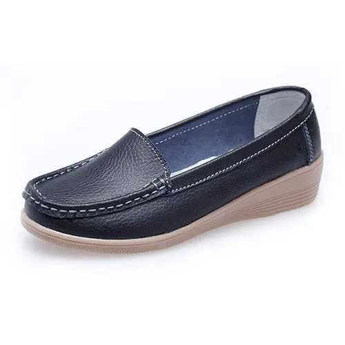 New Women Fashion Casual Breathable Comfortable Slip-On Wedge Heel Flat Shoes