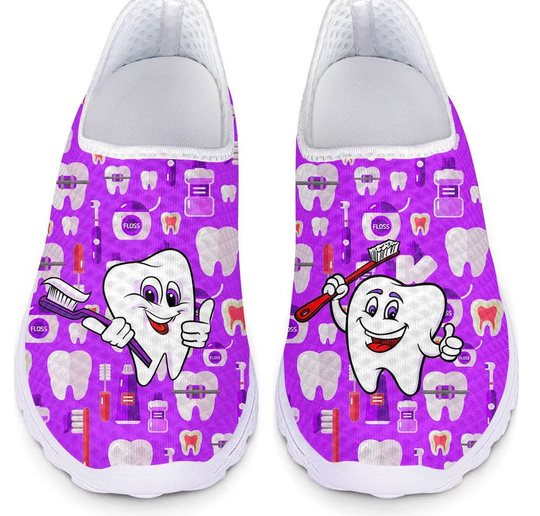 Nurse Flats Shoes For Females Hot Sale Cartoon White Tooth Brand Design Ladies Lightweight Sneakers Breathable