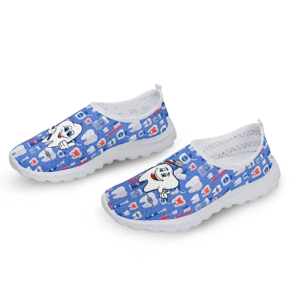 Nurse Flats Shoes For Females Hot Sale Cartoon White Tooth Brand Design Ladies Lightweight Sneakers Breathable