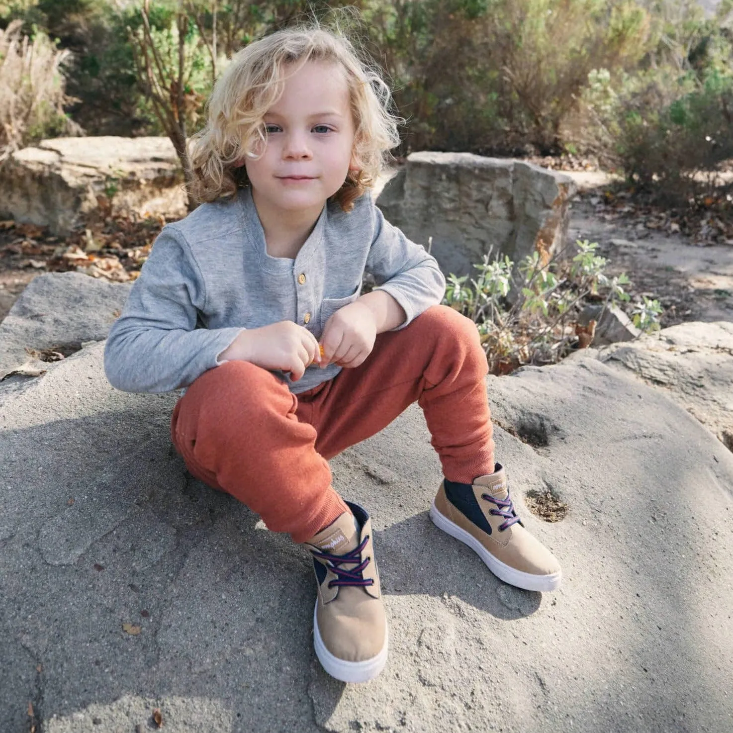 Oomphies Oliver Hi-Top Sneakers for Boys  Stylish Pull-On Boots with Elastic Laces, Cushioned Footbed & Durable Rubber Sole