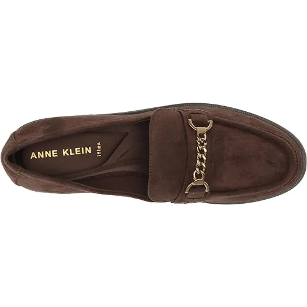 Pastry Chocolate Brown Suede Anne Klein Loafer Flats