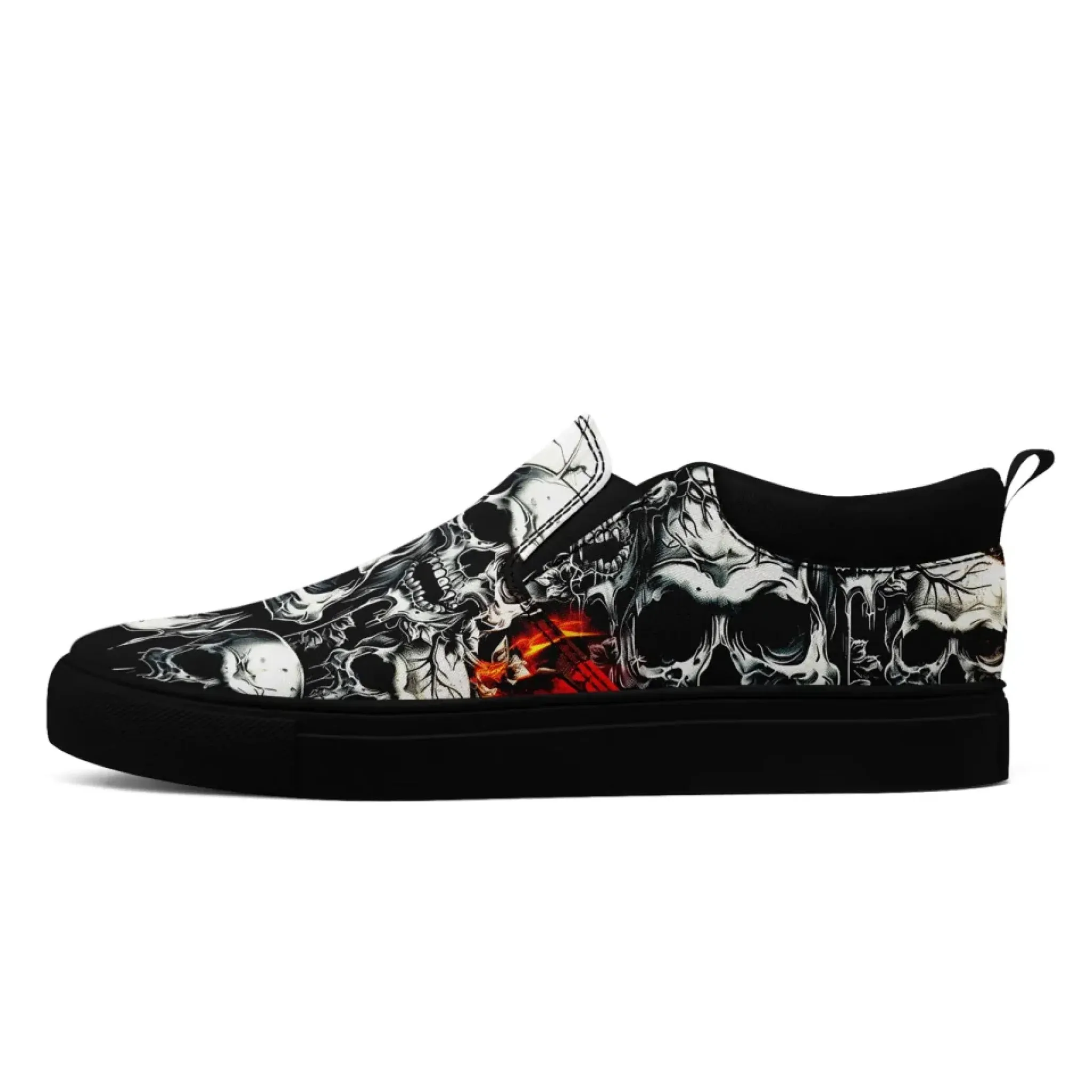 Personalized Gothic Fashion Sneakers, Custom Skull and Skeleton Shoes, Comfortable Slip On Shoes