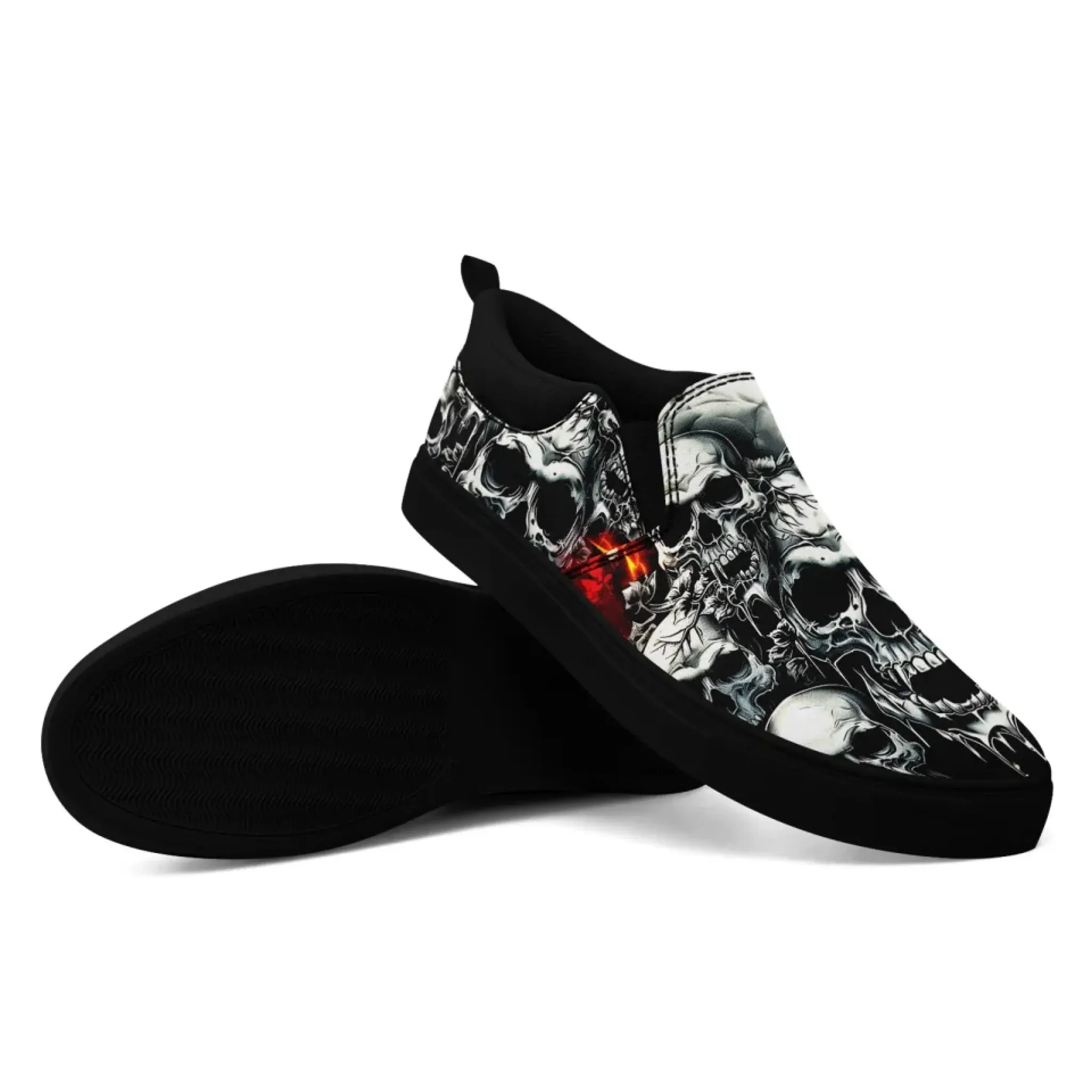 Personalized Gothic Fashion Sneakers, Custom Skull and Skeleton Shoes, Comfortable Slip On Shoes