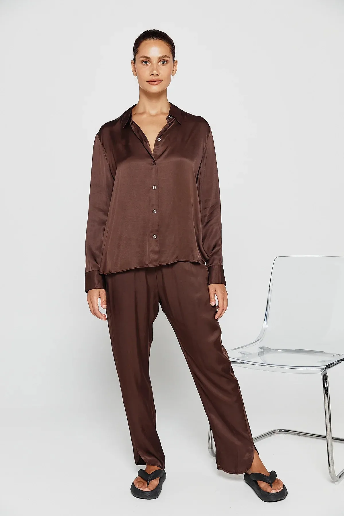 PIPPA THE LABEL Womens Lennox Shirt Chocolate