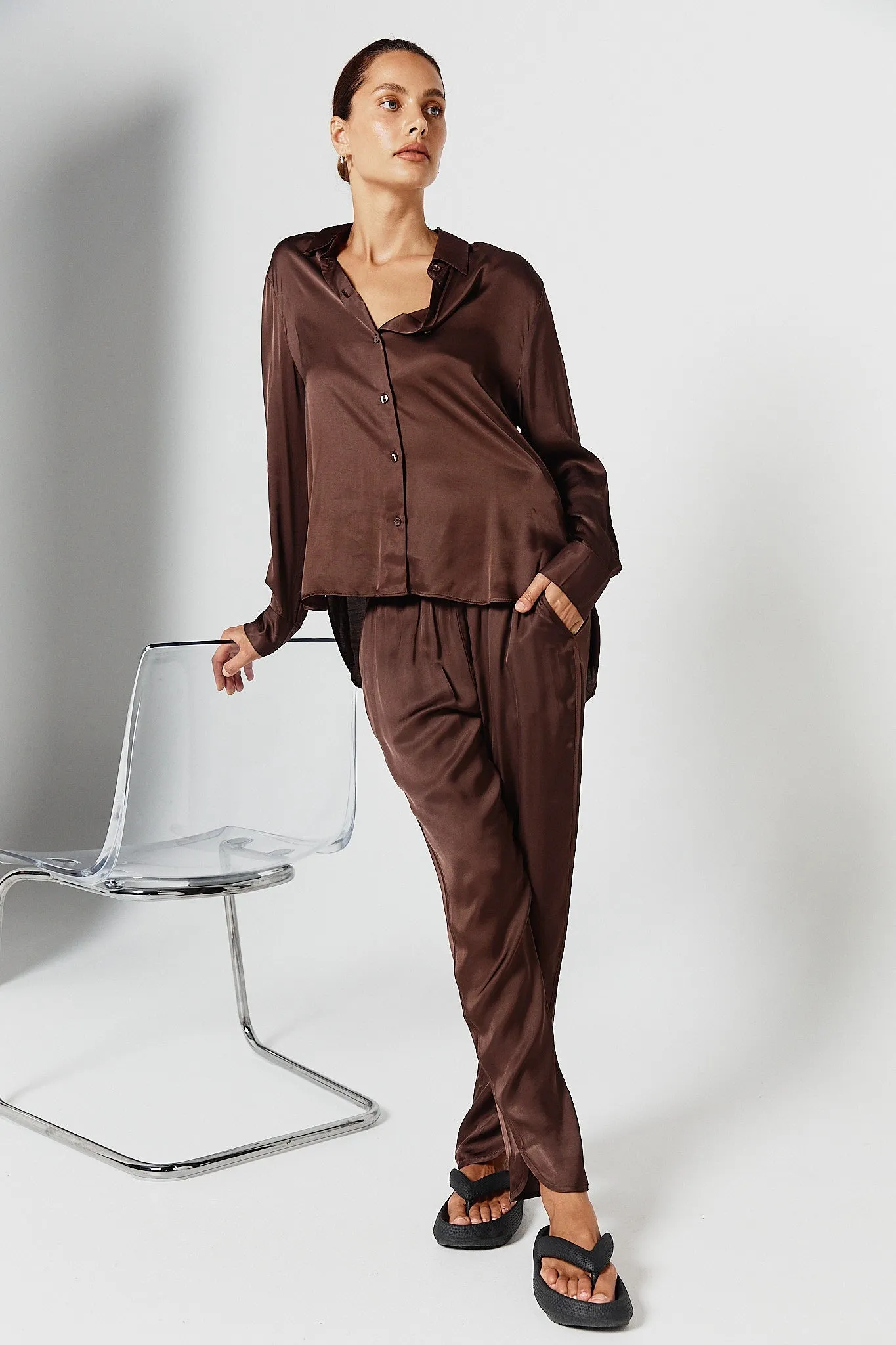 PIPPA THE LABEL Womens Lennox Shirt Chocolate