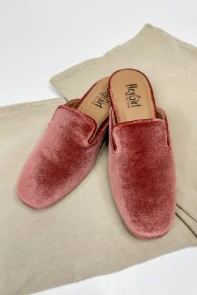 Spotlight Velvet Corkys Mules in Rose