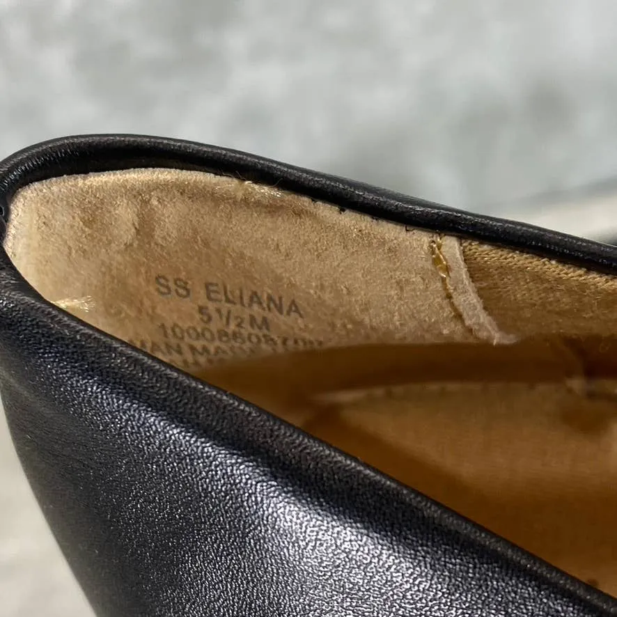 SUN STONE Women's Black Eliana Memory Foam Round-Toe Slip-On Flats SZ 5.5