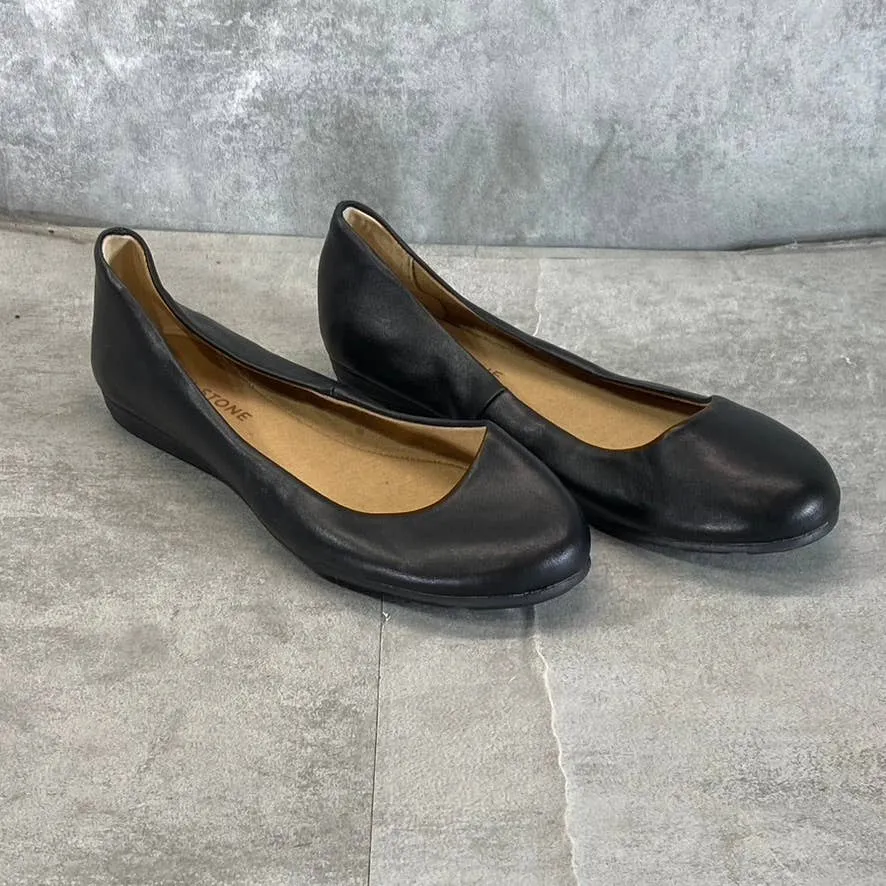 SUN STONE Women's Black Eliana Memory Foam Round-Toe Slip-On Flats SZ 5.5