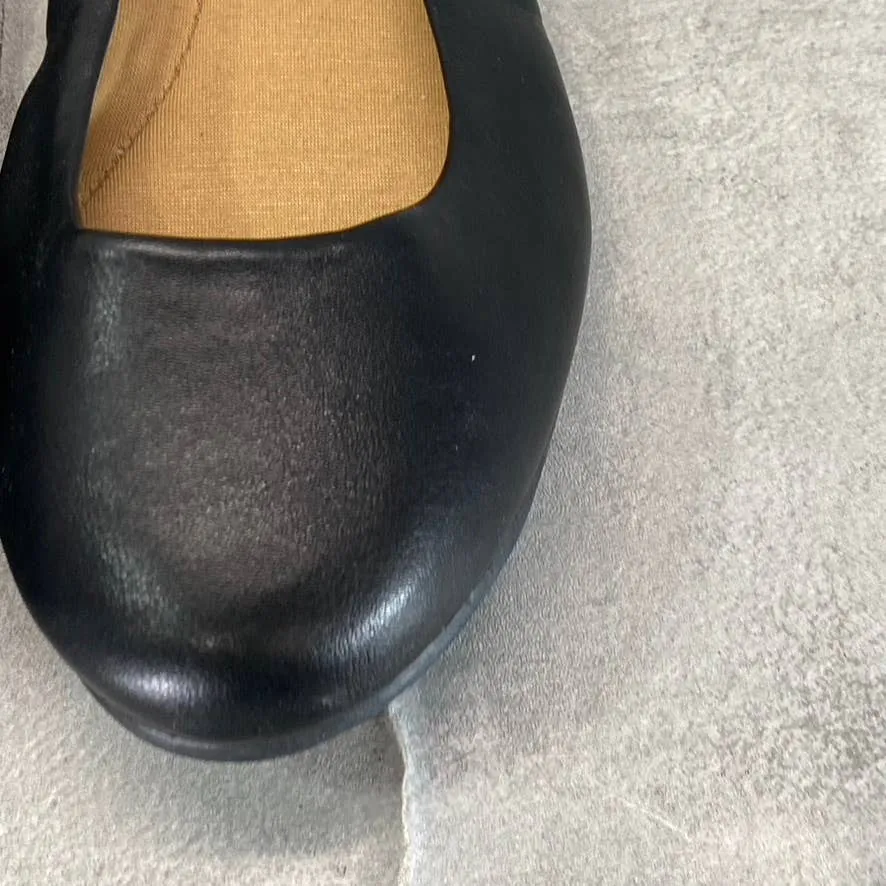 SUN STONE Women's Black Eliana Memory Foam Round-Toe Slip-On Flats SZ 5.5