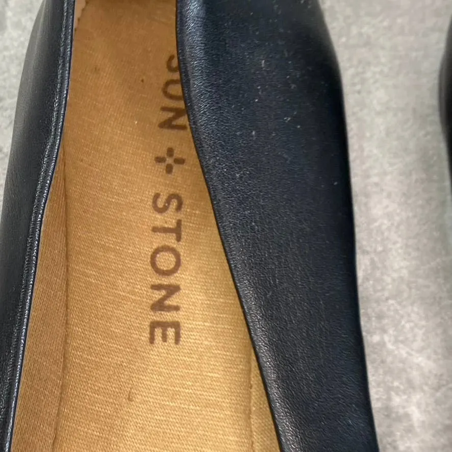 SUN STONE Women's Black Eliana Memory Foam Round-Toe Slip-On Flats SZ 5.5
