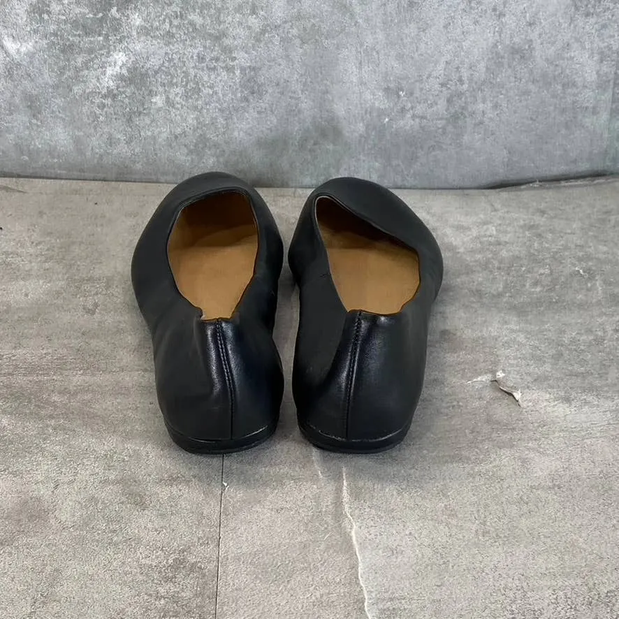 SUN STONE Women's Black Eliana Memory Foam Round-Toe Slip-On Flats SZ 5.5