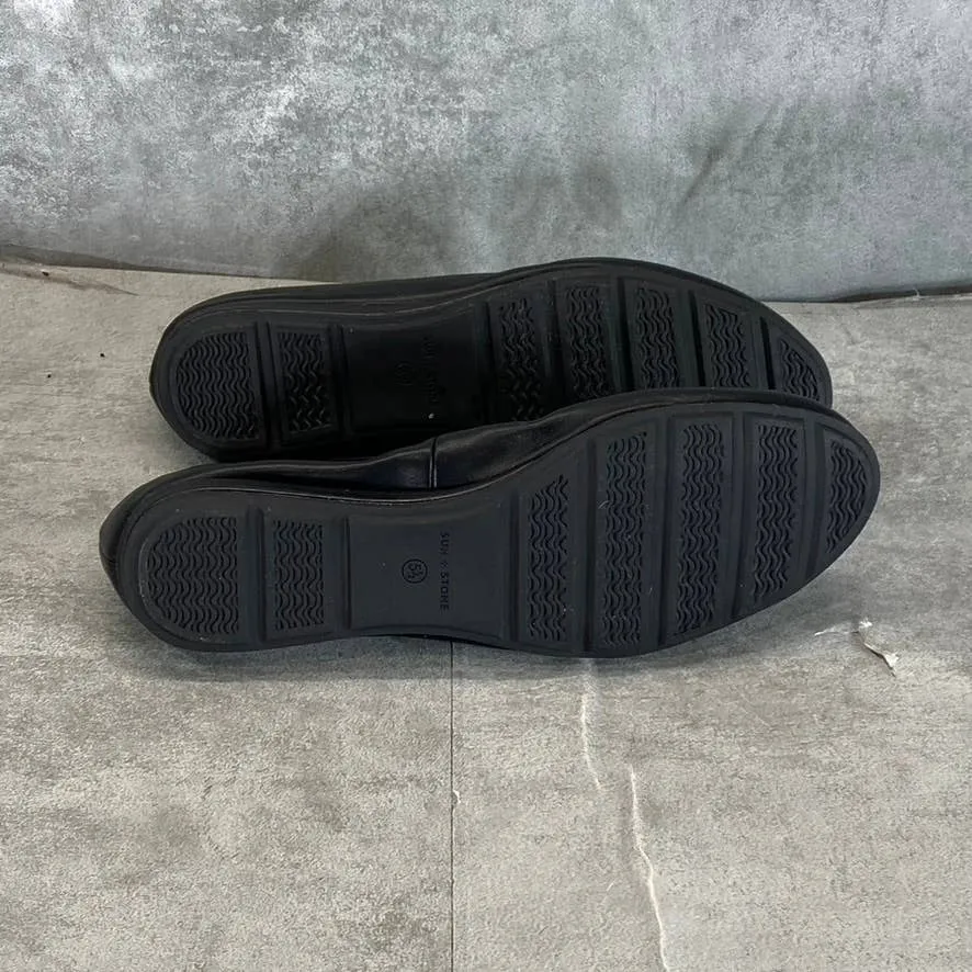 SUN STONE Women's Black Eliana Memory Foam Round-Toe Slip-On Flats SZ 5.5