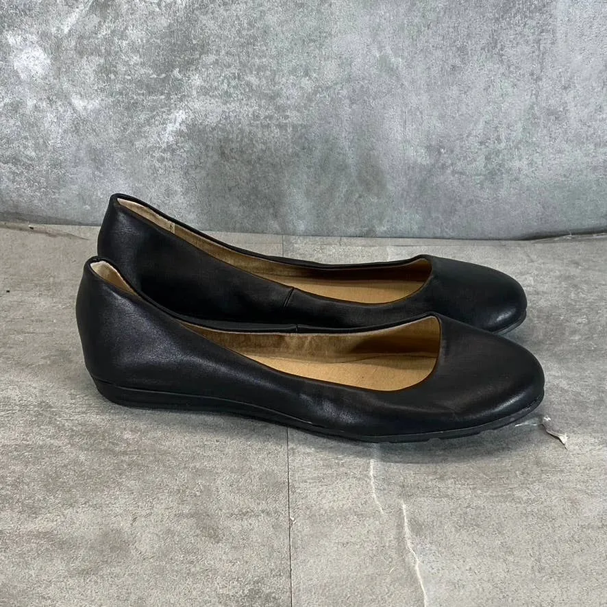 SUN STONE Women's Black Eliana Memory Foam Round-Toe Slip-On Flats SZ 5.5
