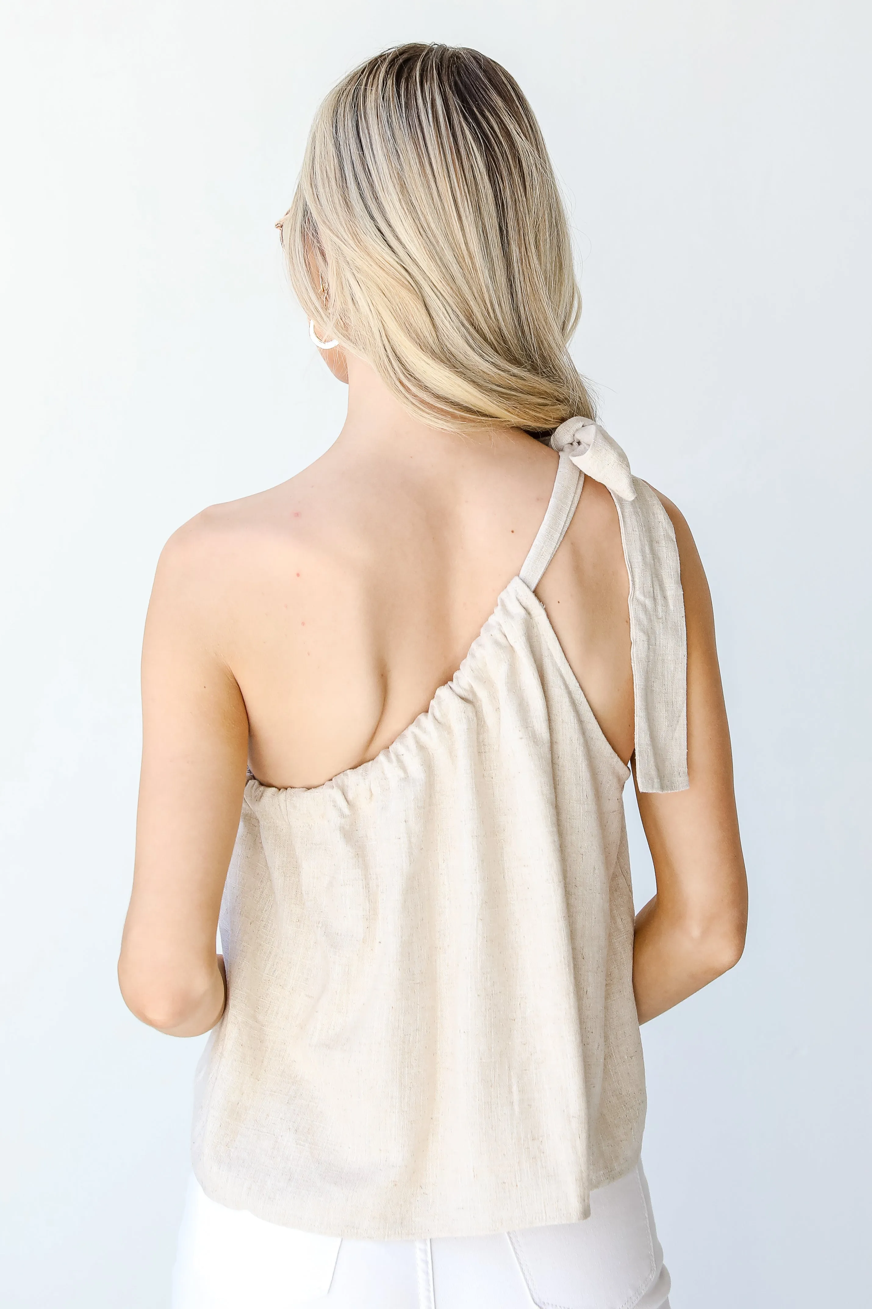 Sweet For You One-Shoulder Linen Top