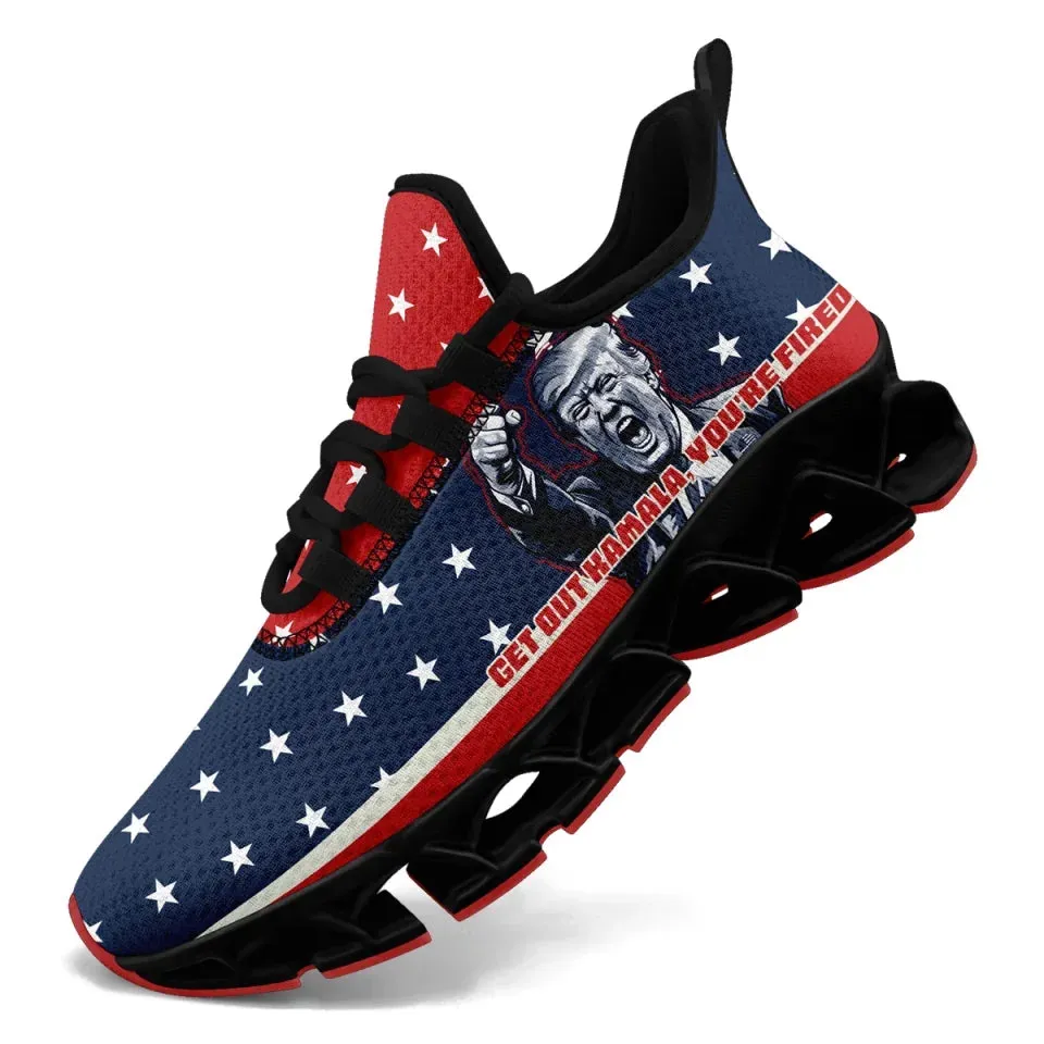 Unique Gift,Personalized Trump Theme Sneakers, Custom USA Flag Trump Shoes, Comfortable Cloud Sneakers