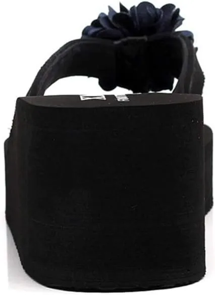 VOKLIN Women's Bohemian Flowers Wedge High Heel Flipflop Sandals Summer Platform Nonslip Beach Thong Sandal