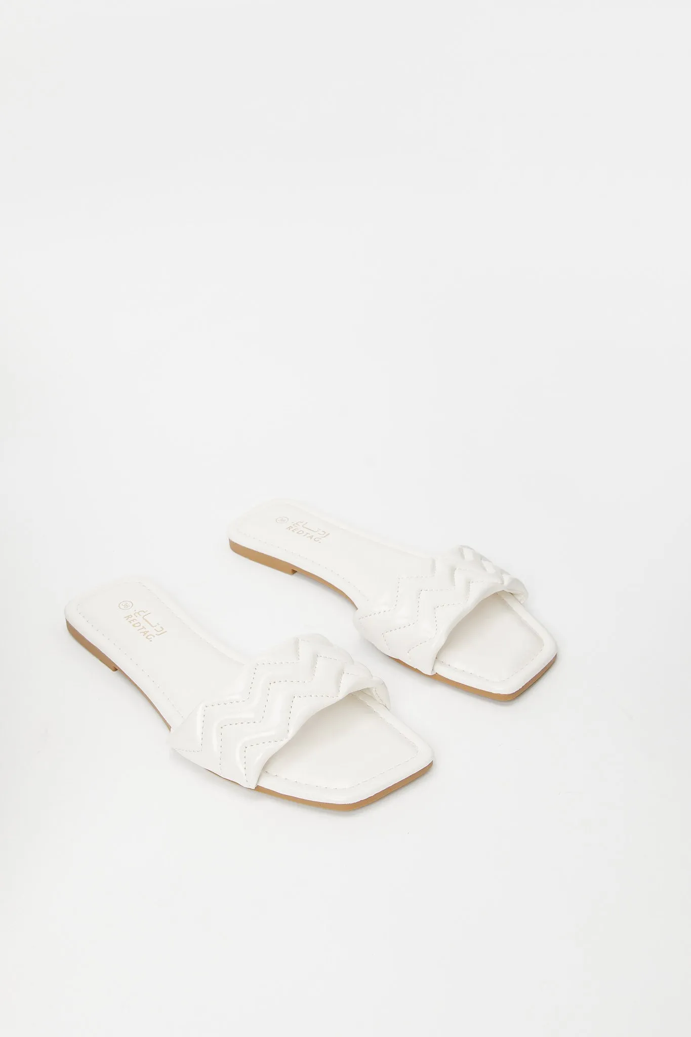 Women White Quilted Mule