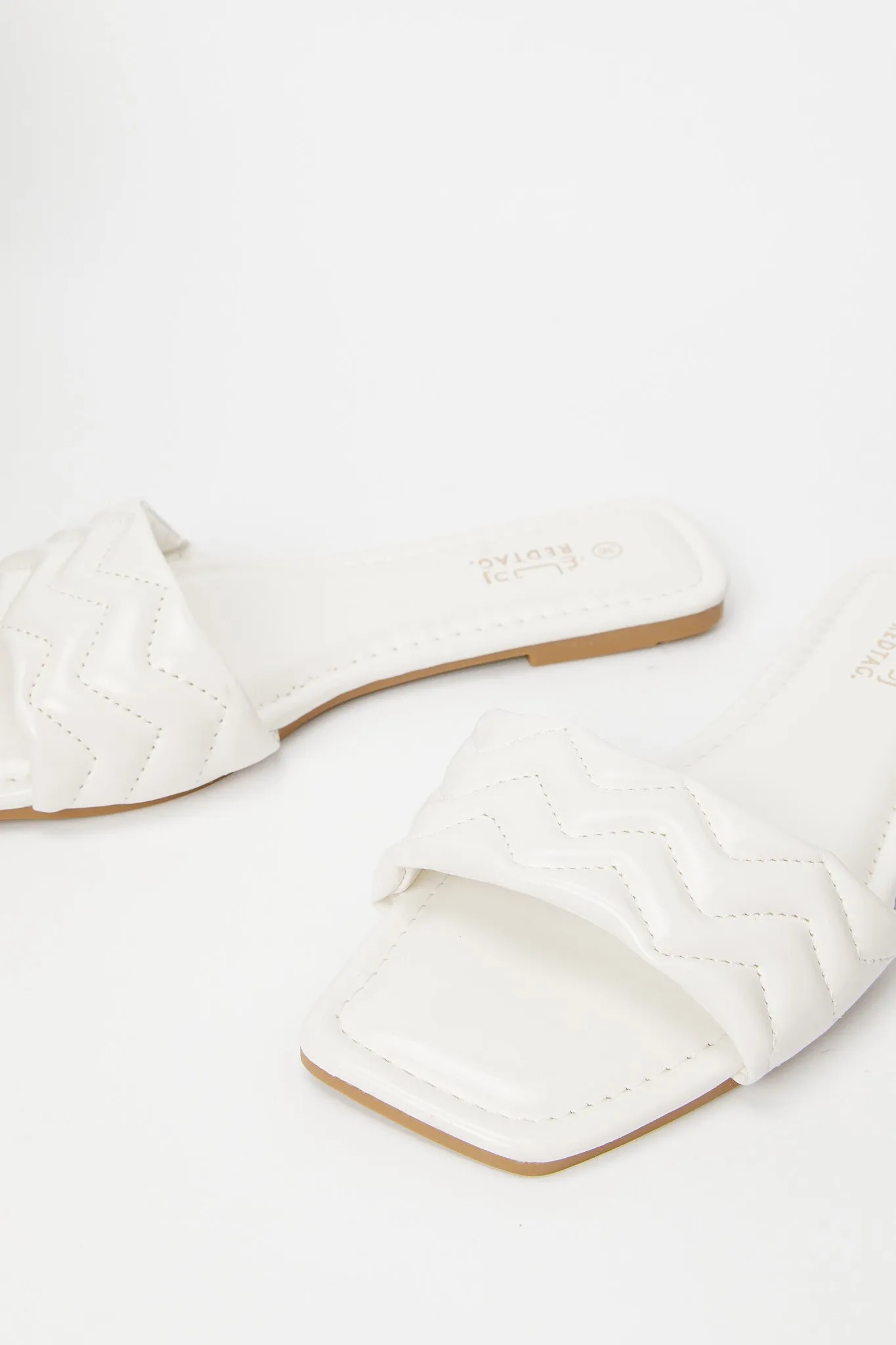 Women White Quilted Mule