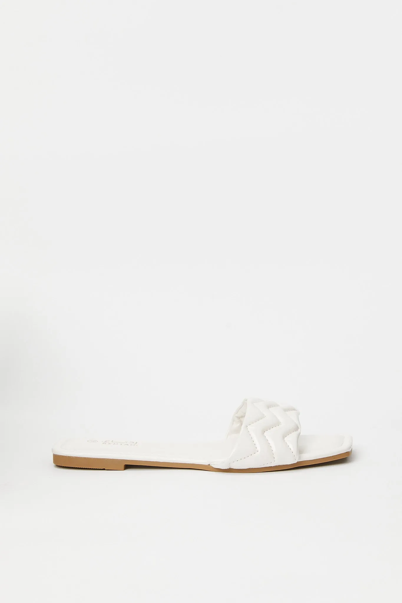 Women White Quilted Mule