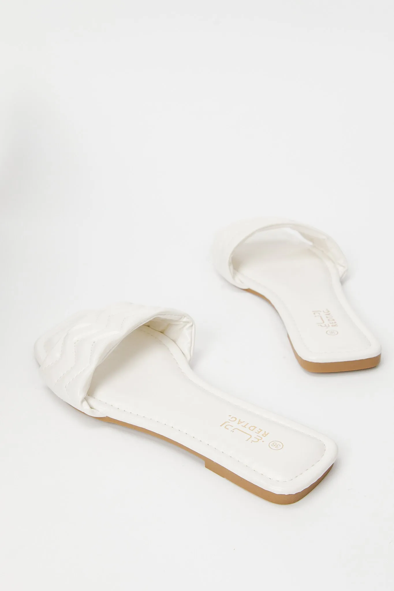 Women White Quilted Mule