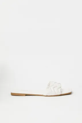 Women White Quilted Mule