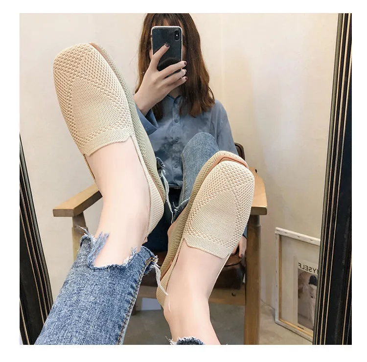 Women's Summer Knitted Breathable Soft Sole Woven Shoes